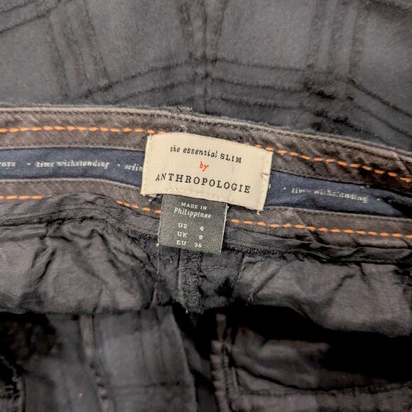 Anthropologie The Essential Slim Jacquard Black Chino Size 4 - Picture 9 of 9